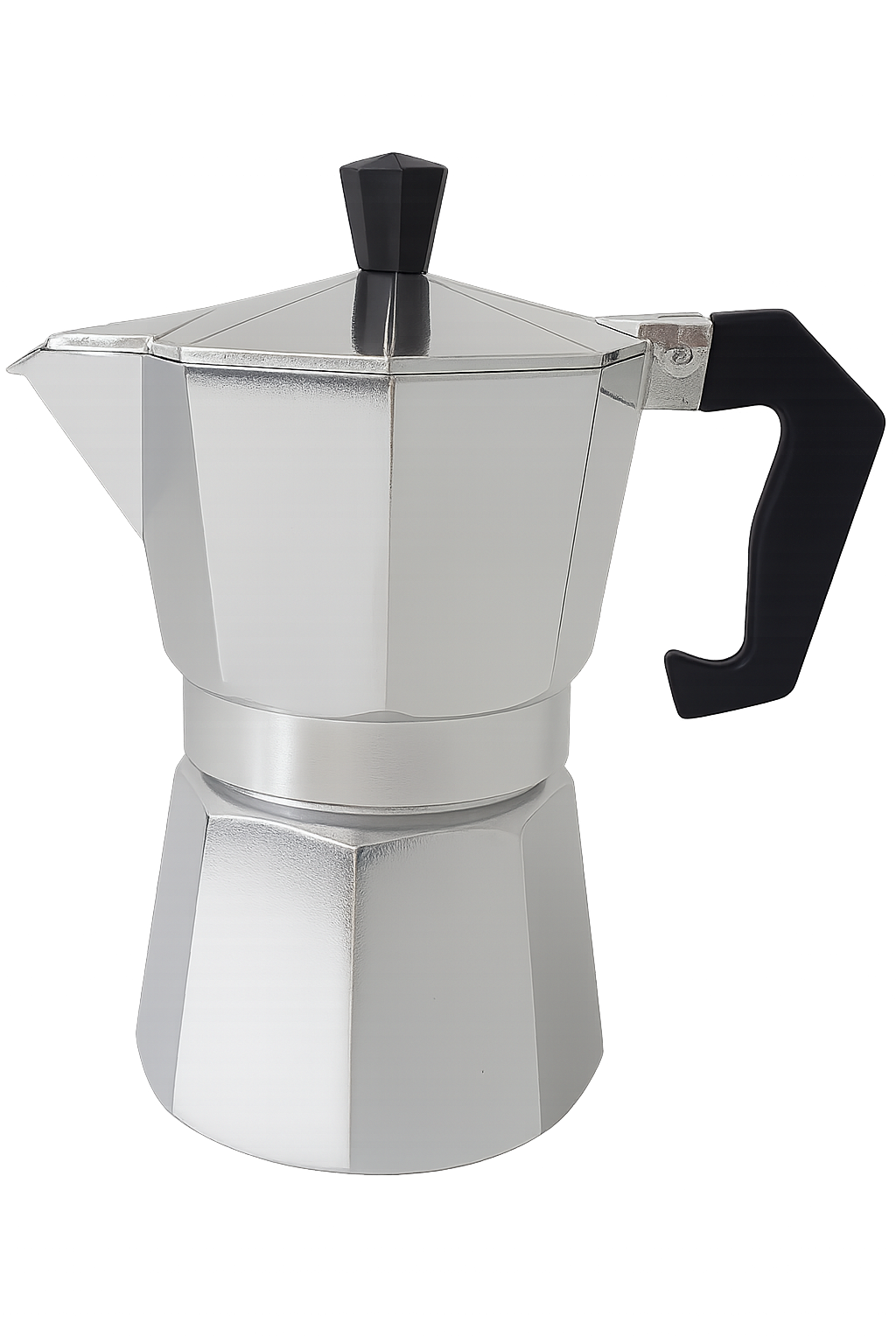 Moka Pot – aluminum stovetop espresso maker with black handle