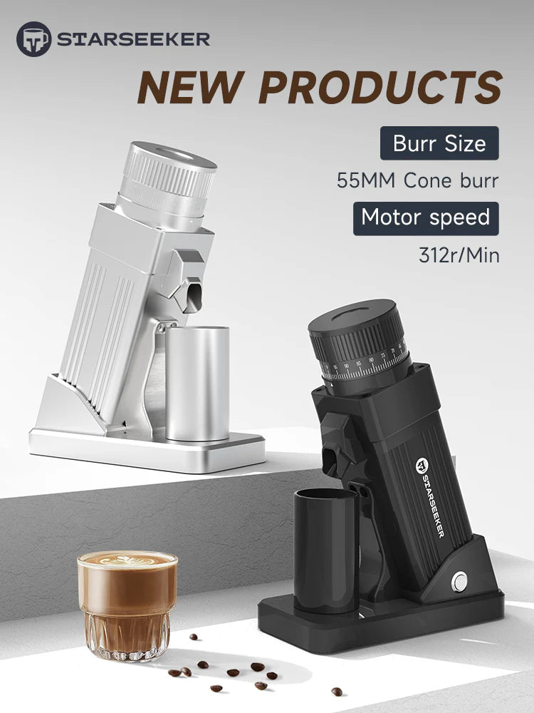 Starseeker E55 Coffee Grinder, Espresso Single Dose Cone Burr Grinder