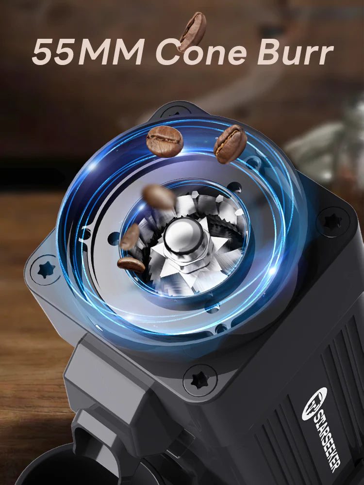 Starseeker E55 Coffee Grinder, Espresso Single Dose Cone Burr Grinder