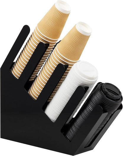 Countertop Cup & Lid Organizer – 4 Slot Coffee Station Holder