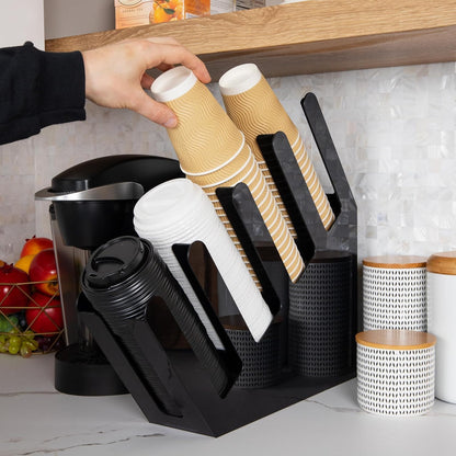 Countertop Cup & Lid Organizer – 4 Slot Coffee Station Holder