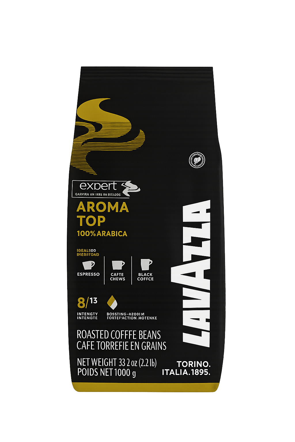 Lavazza Aroma Top coffee beans packaging on a white background