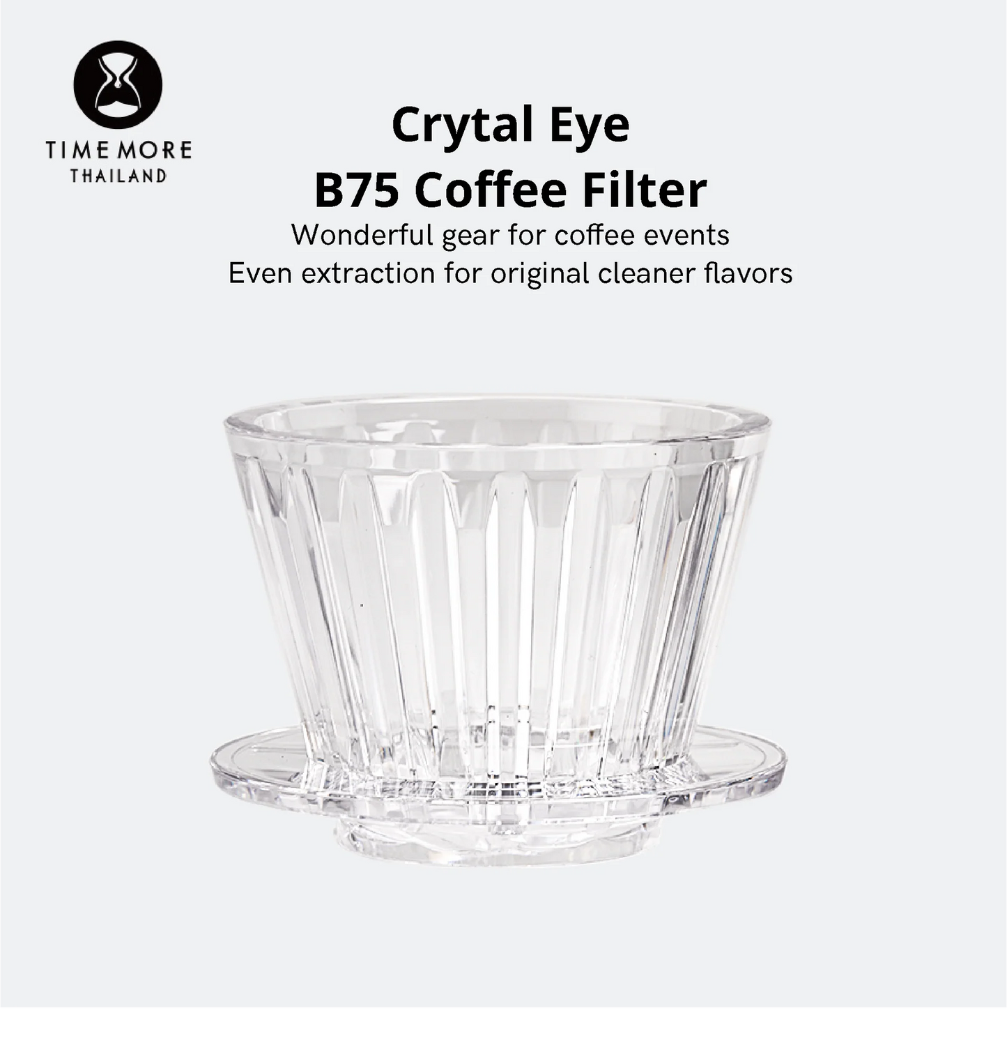 TIMEMORE Crystal Eye B75 Dripper – Flat-Bottom (Clear / Black)