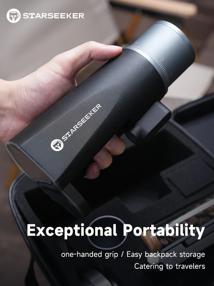Starseeker EDGE Mini Portable Coffee Grinder - 38mm Conical Burrs, USB-C Fast Charge, 50 Grinds per Charge