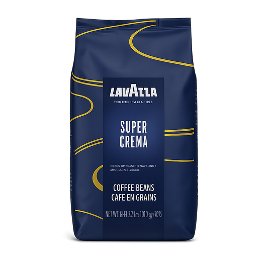 “Lavazza Super Crema Coffee Beans 1kg pack – Medium Roast Espresso Blend with Honey and Almond Notes”