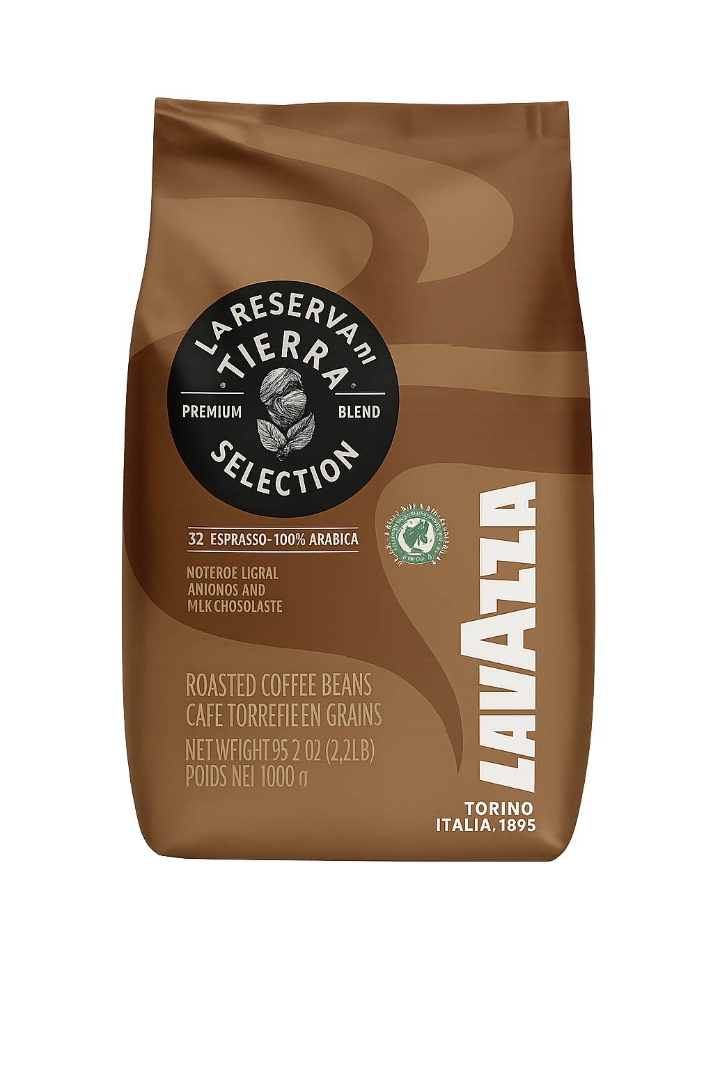 “Lavazza Tierra Selection Coffee Beans 1kg pack – 100% Arabica, Premium Medium Roast with Floral, Almond, and Milk Chocolate Notes”